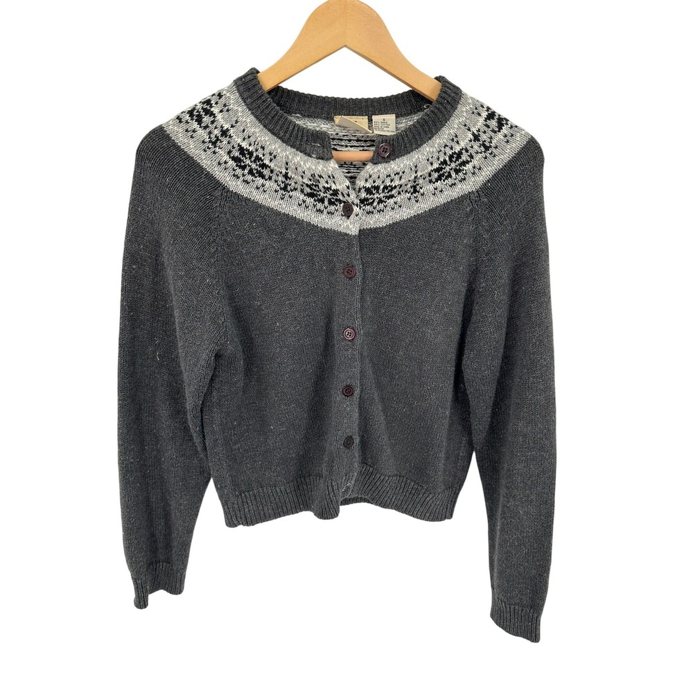 Vtg. B. Moss Knit Cardigan Sweater Women's S Nordic Fair Isle Classic Snowflake